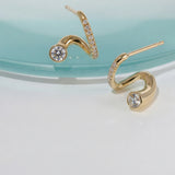 0.21 TCW Round Lab Grown Diamond Curved Earring