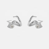 0.36 TCW Round Lab Grown Diamond Curved Earring