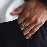 2 TCW Round Halo & Pave Lab Grown Diamond Mens Wedding Band