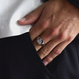 2 TCW Round Halo & Pave Lab Grown Diamond Mens Wedding Band