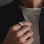 2 TCW Round Halo & Pave Lab Grown Diamond Mens Wedding Band