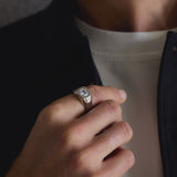 2 TCW Round Halo & Pave Lab Grown Diamond Mens Wedding Band