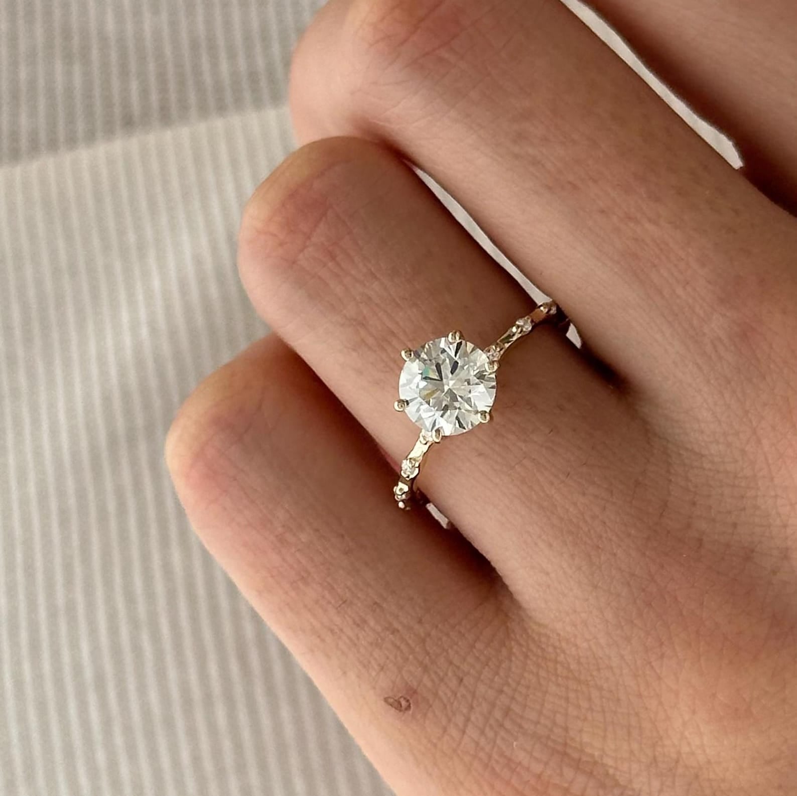 2 CT Round Halo & Pave Lab Grown Diamond Engagement Ring