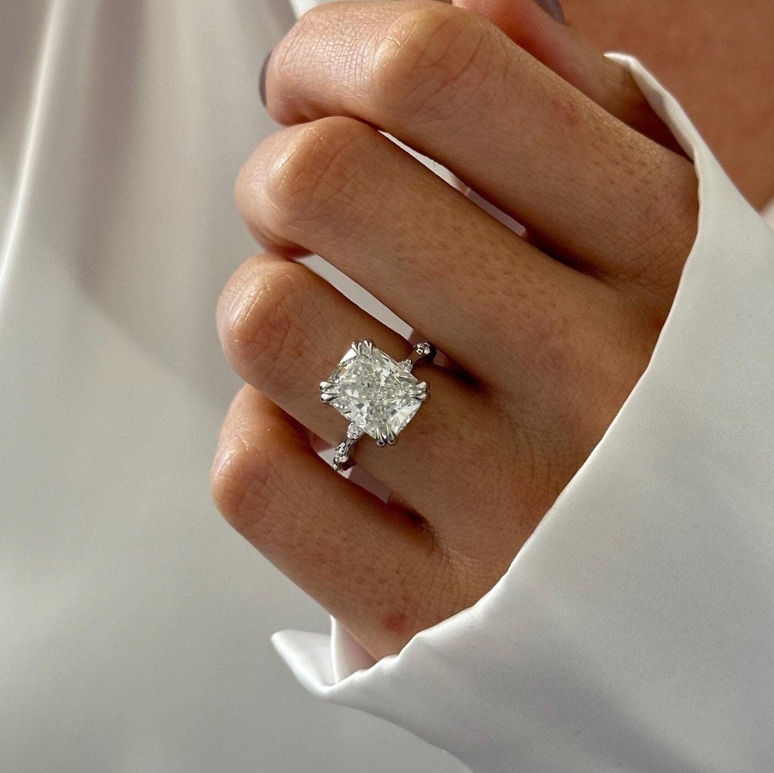 2 CT Round Halo & Pave Lab Grown Diamond Engagement Ring