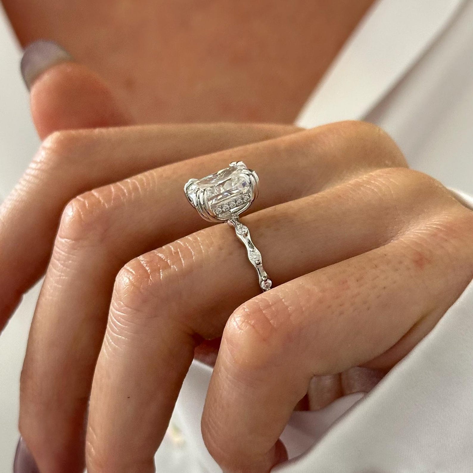 2 CT Round Halo & Pave Lab Grown Diamond Engagement Ring