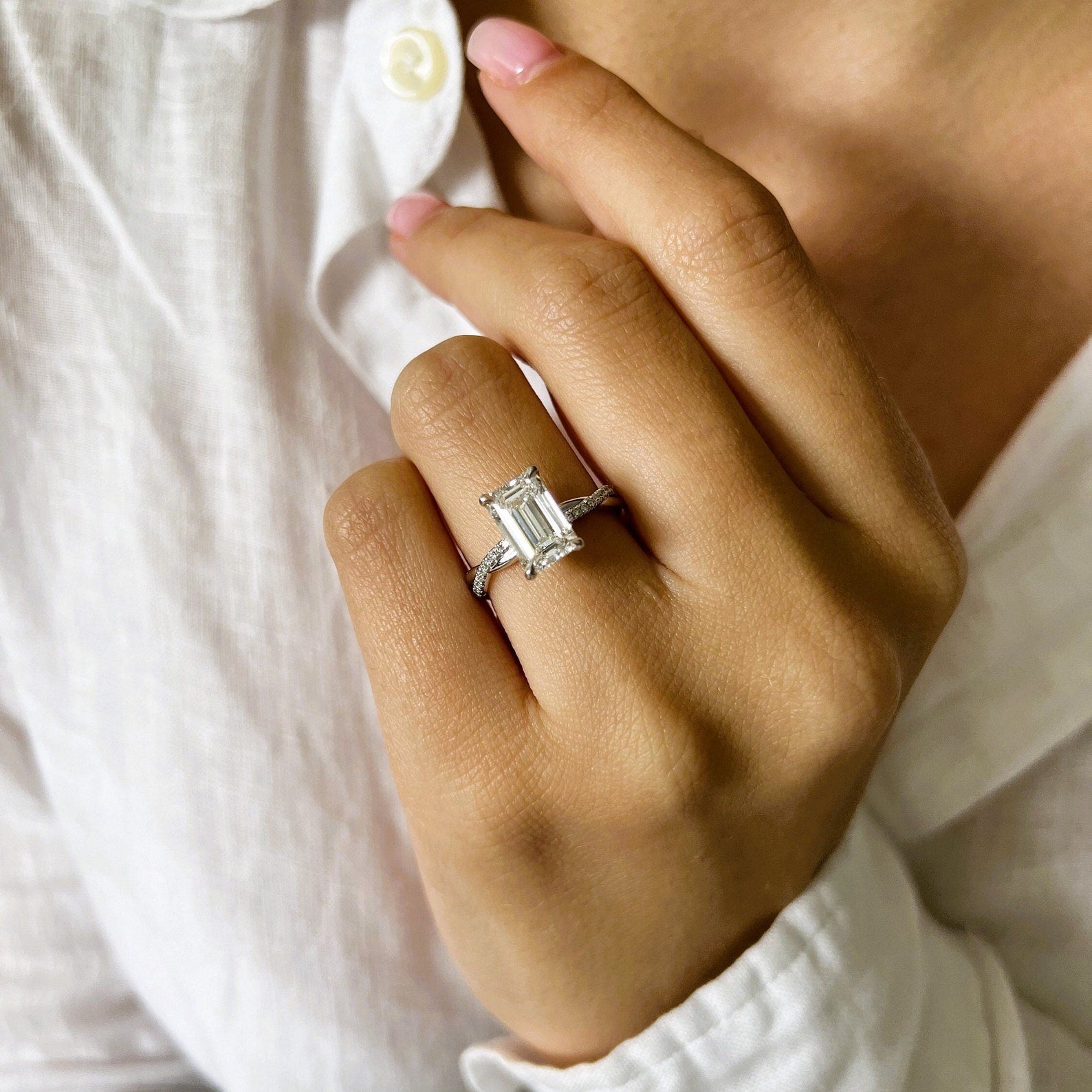 2 CT Round Halo & Pave Lab Grown Diamond Engagement Ring