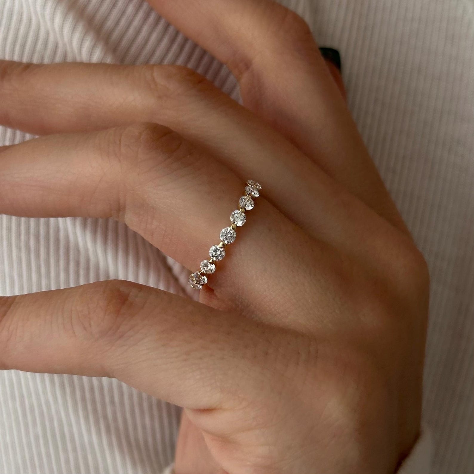 0.3 TCW Round Half Eternity Lab Grown Diamond Wedding Band