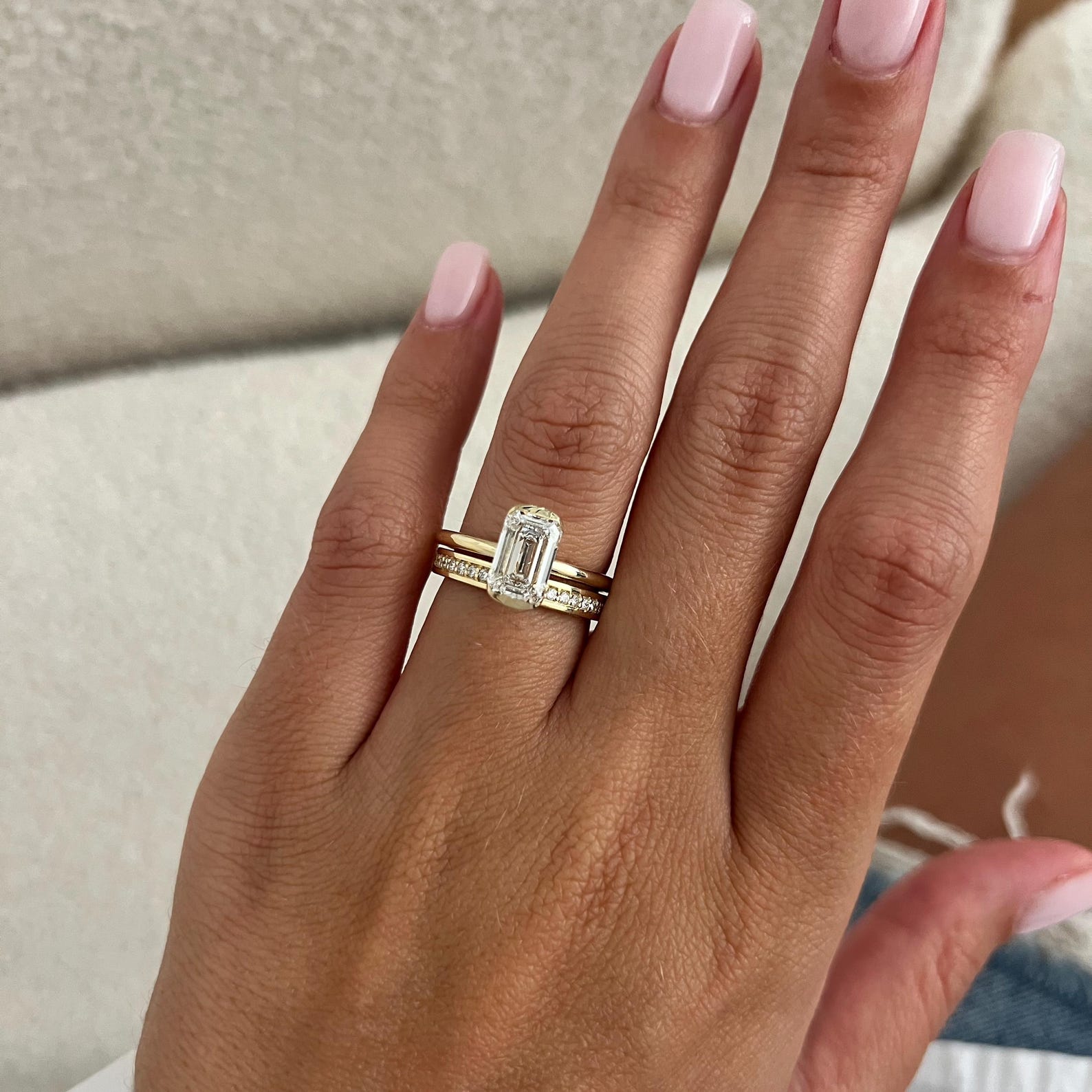1.0 CT Pear Bezel Solitaire Lab Grown Diamond Bridal Set