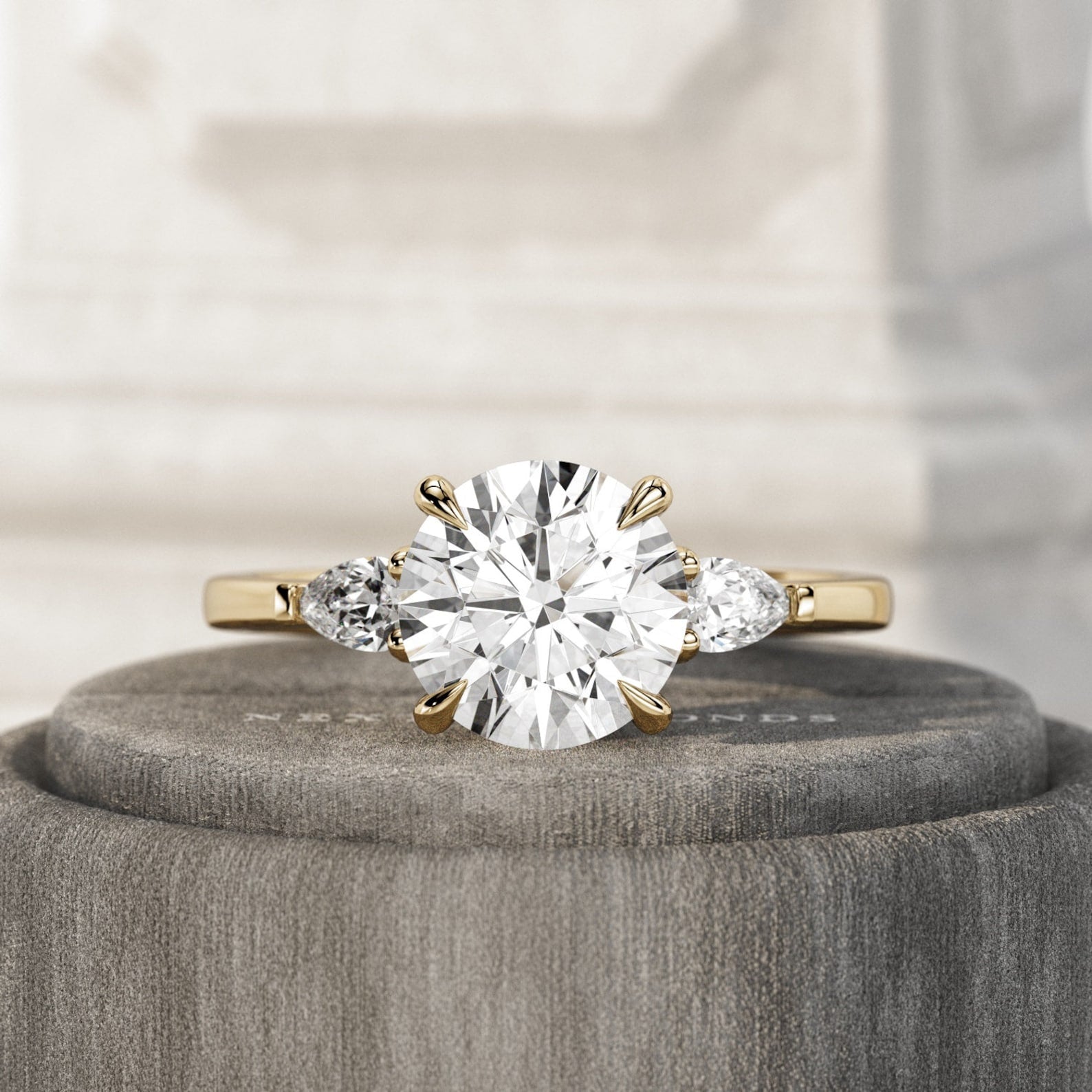 1.0 CT Pear Bezel Solitaire Lab Grown Diamond Bridal Set