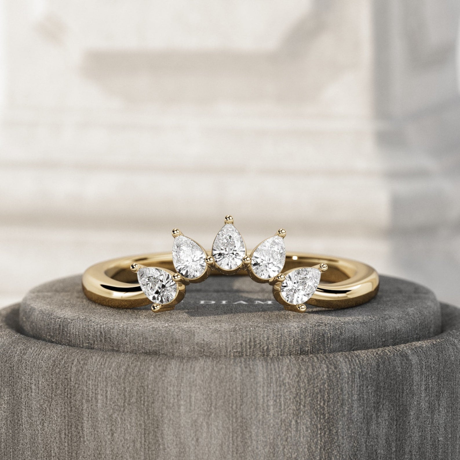 1.0 CT Pear Bezel Solitaire Lab Grown Diamond Bridal Set