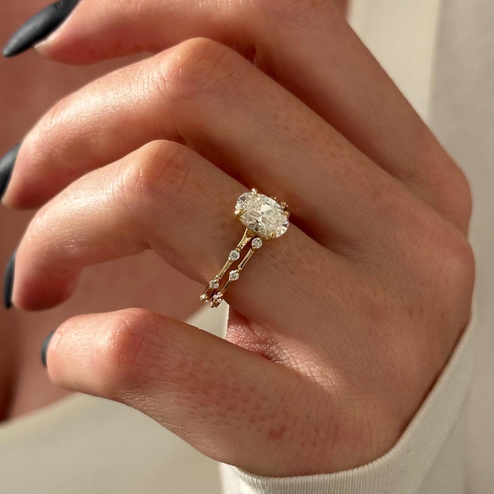 1.0 CT Pear Bezel Solitaire Lab Grown Diamond Bridal Set