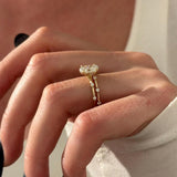 1.0 CT Pear Bezel Solitaire Lab Grown Diamond Bridal Set