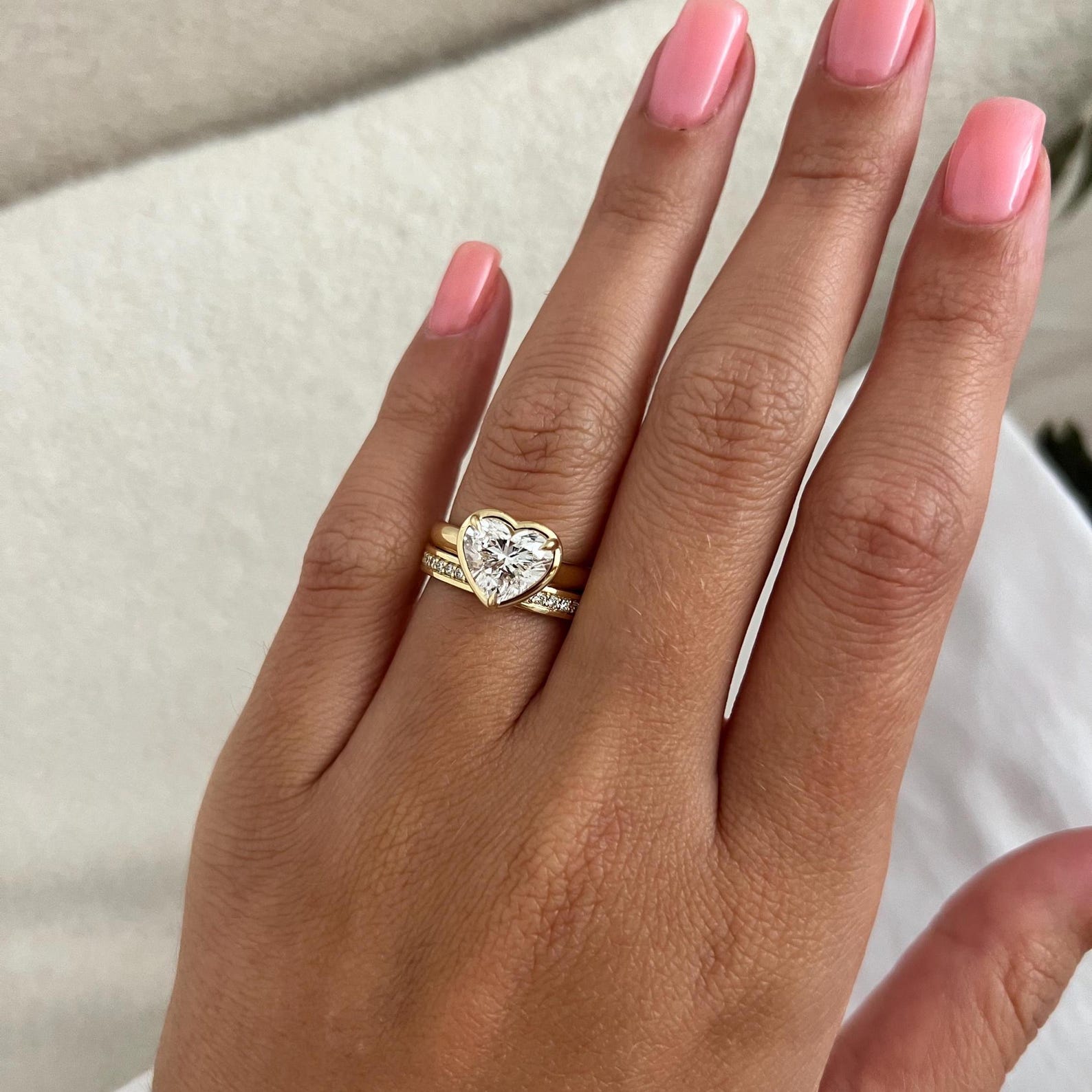 1.0 CT Pear Bezel Solitaire Lab Grown Diamond Bridal Set