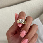 1.0 CT Pear Bezel Solitaire Lab Grown Diamond Bridal Set