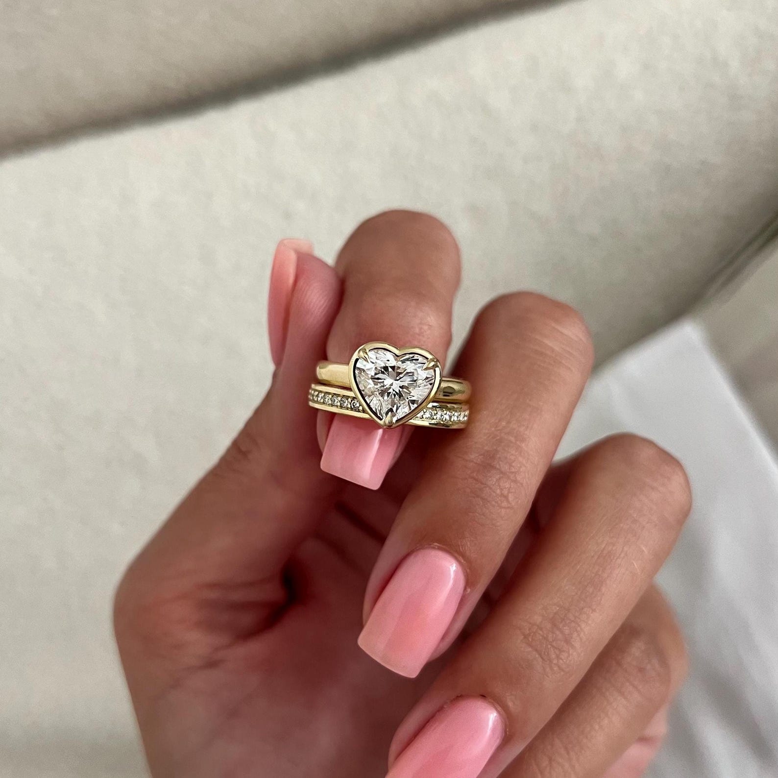 1.0 CT Pear Bezel Solitaire Lab Grown Diamond Bridal Set