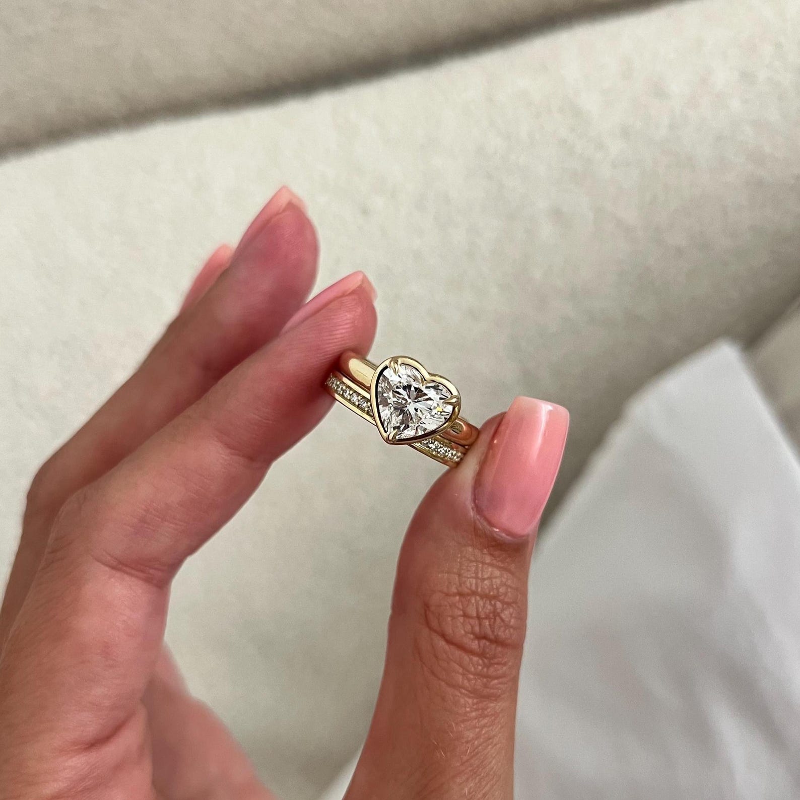 1.0 CT Pear Bezel Solitaire Lab Grown Diamond Bridal Set