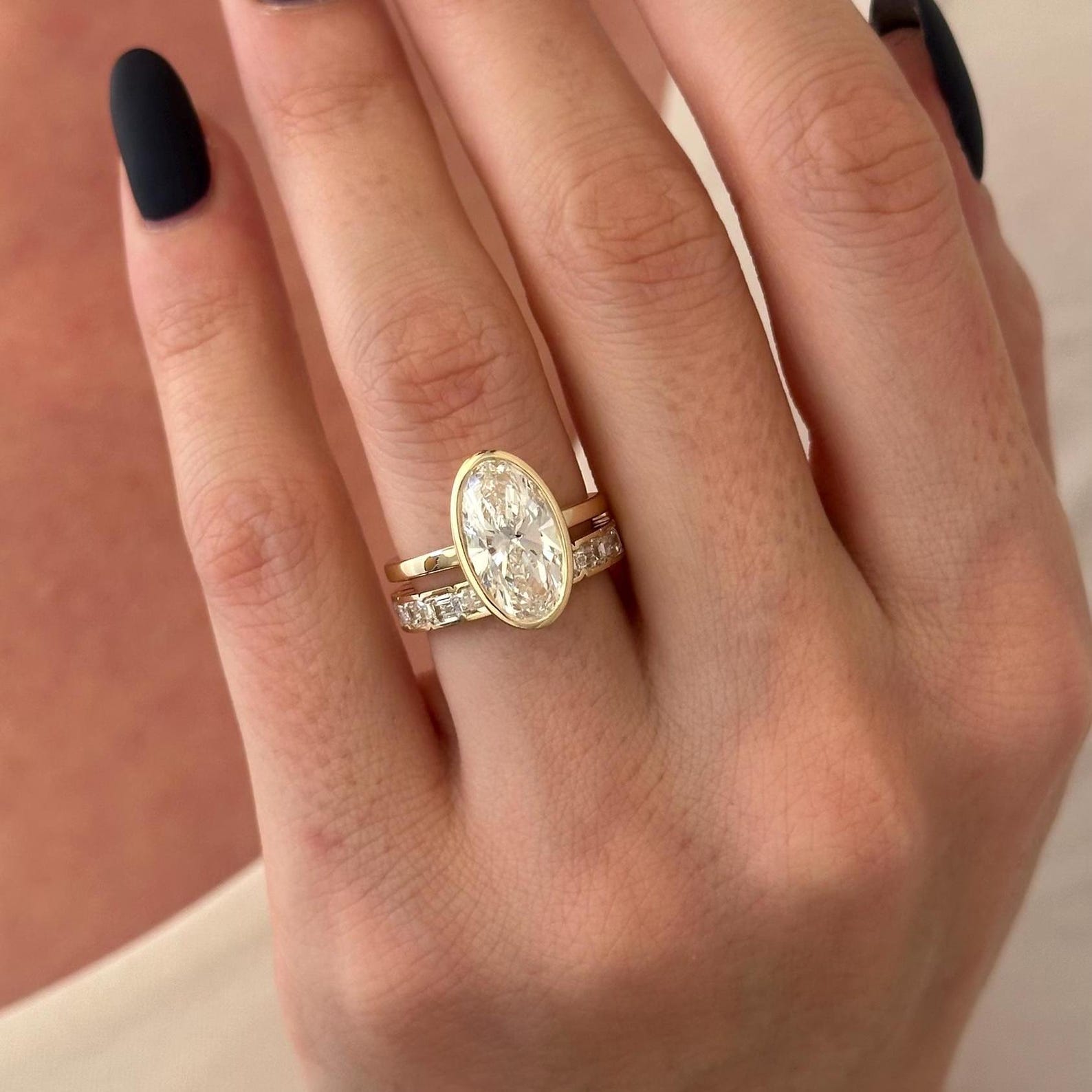 1.0 CT Pear Bezel Solitaire Lab Grown Diamond Bridal Set