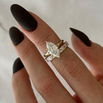 1.0 CT Pear Bezel Solitaire Lab Grown Diamond Bridal Set