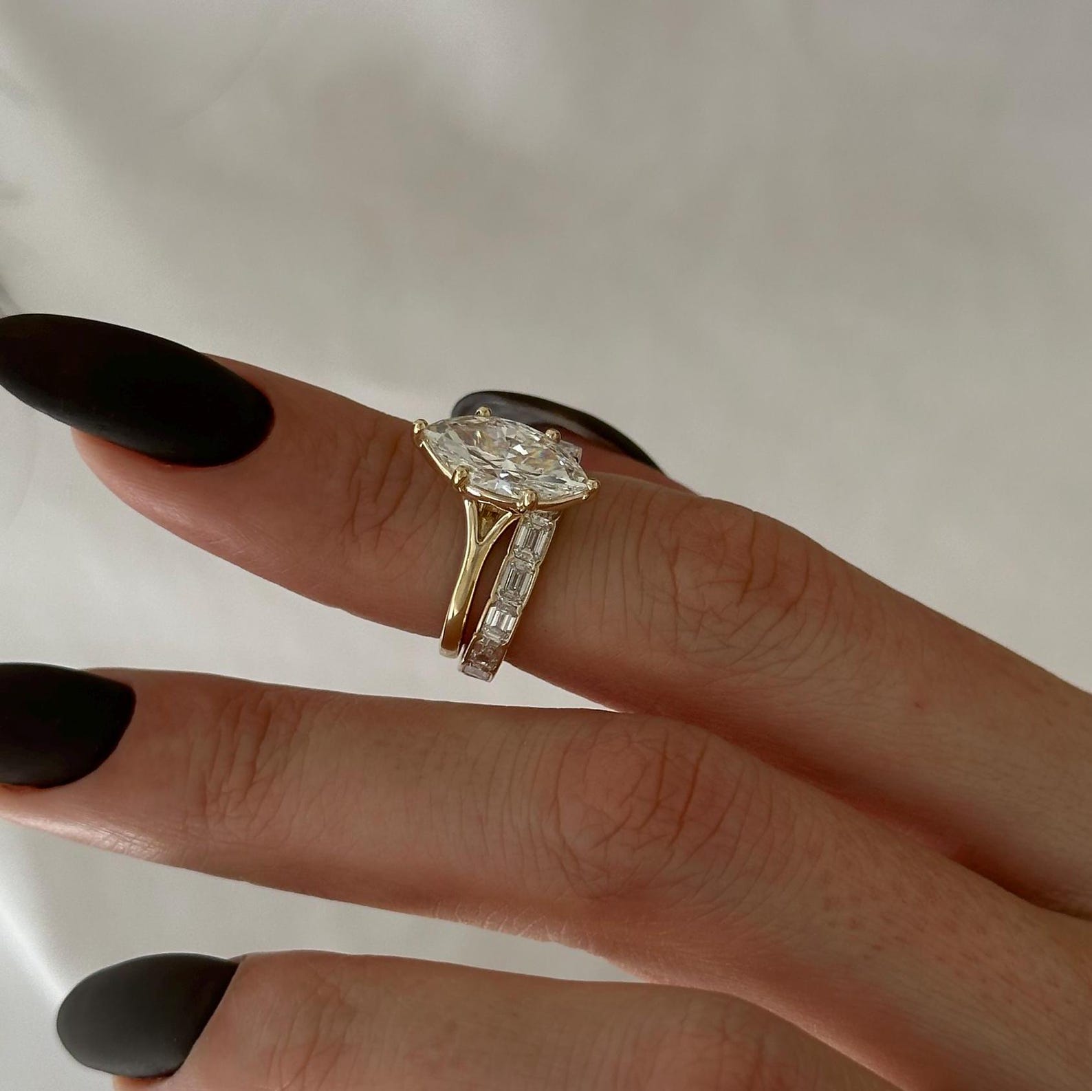 1.0 CT Pear Bezel Solitaire Lab Grown Diamond Bridal Set