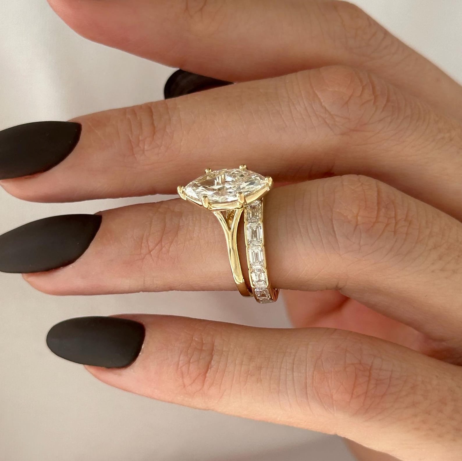 1.0 CT Pear Bezel Solitaire Lab Grown Diamond Bridal Set