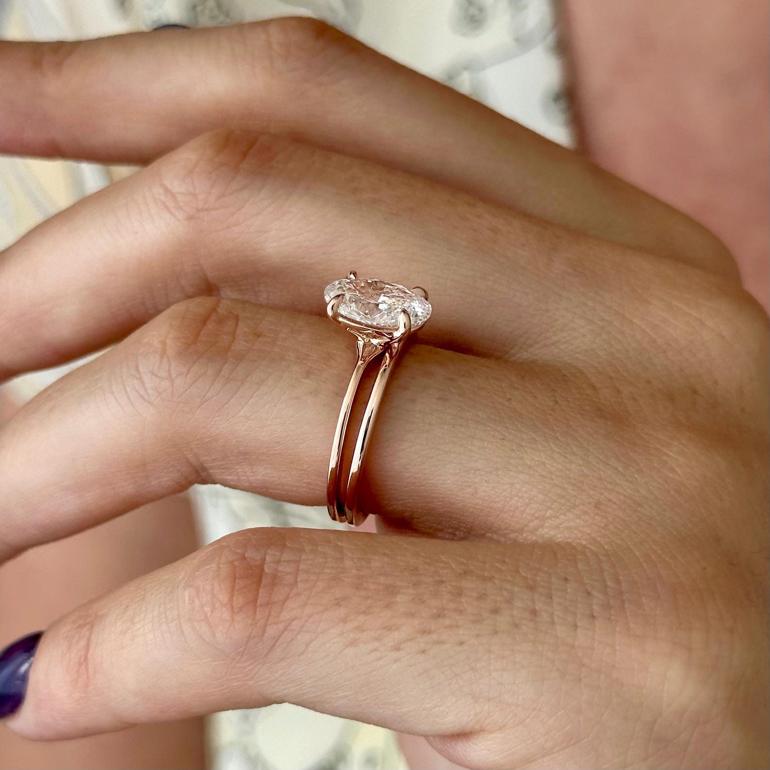 1.0 CT Pear Bezel Solitaire Lab Grown Diamond Bridal Set