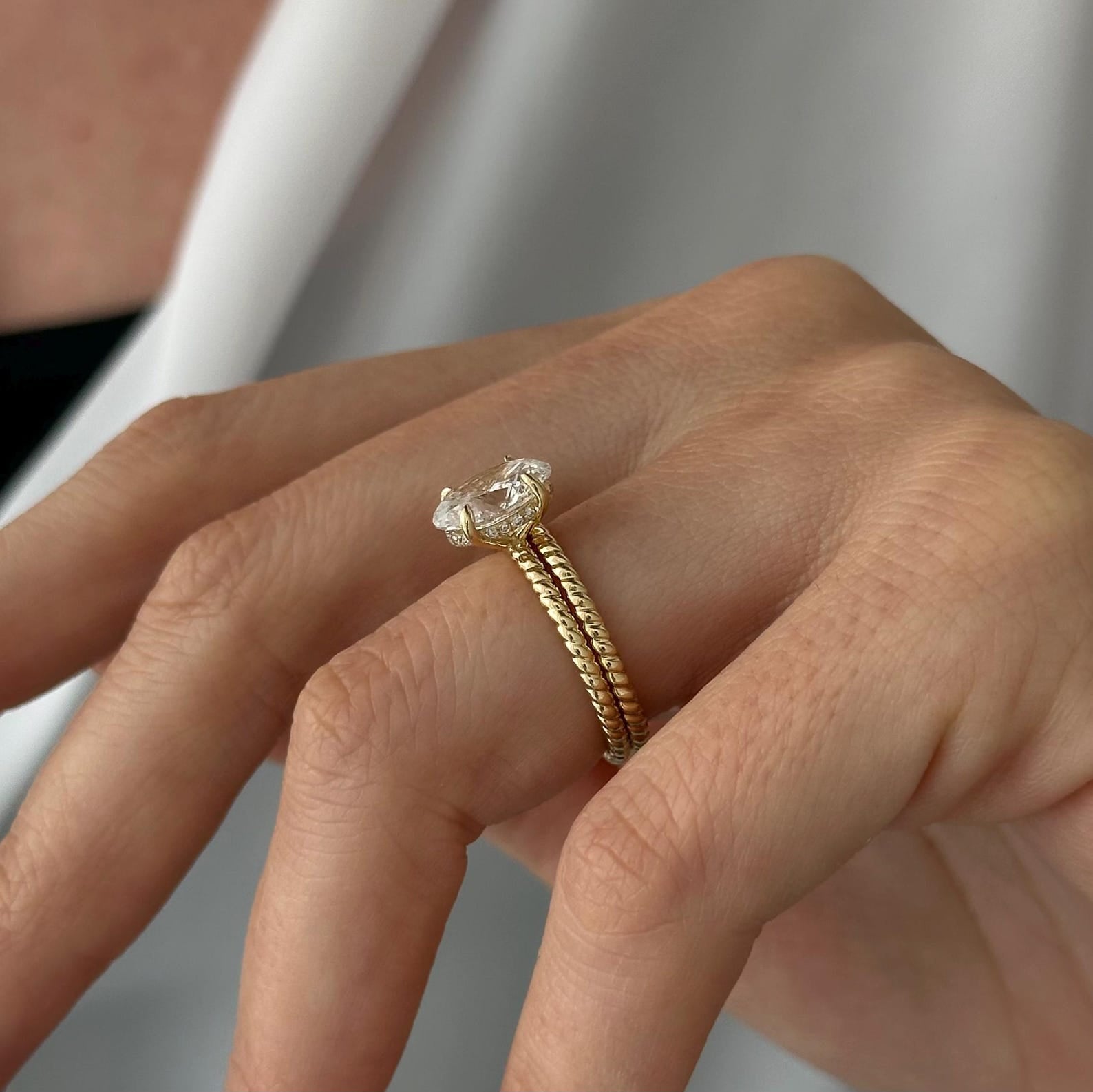 1.0 CT Pear Bezel Solitaire Lab Grown Diamond Bridal Set