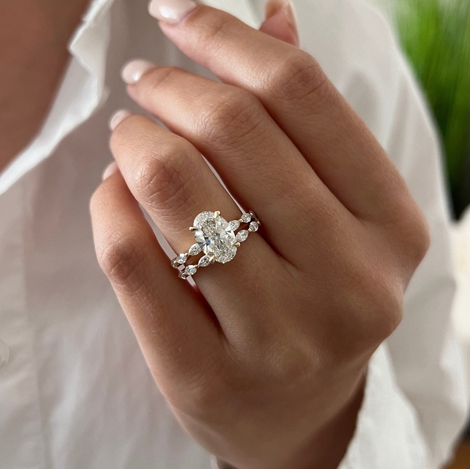 1.0 CT Pear Bezel Solitaire Lab Grown Diamond Bridal Set