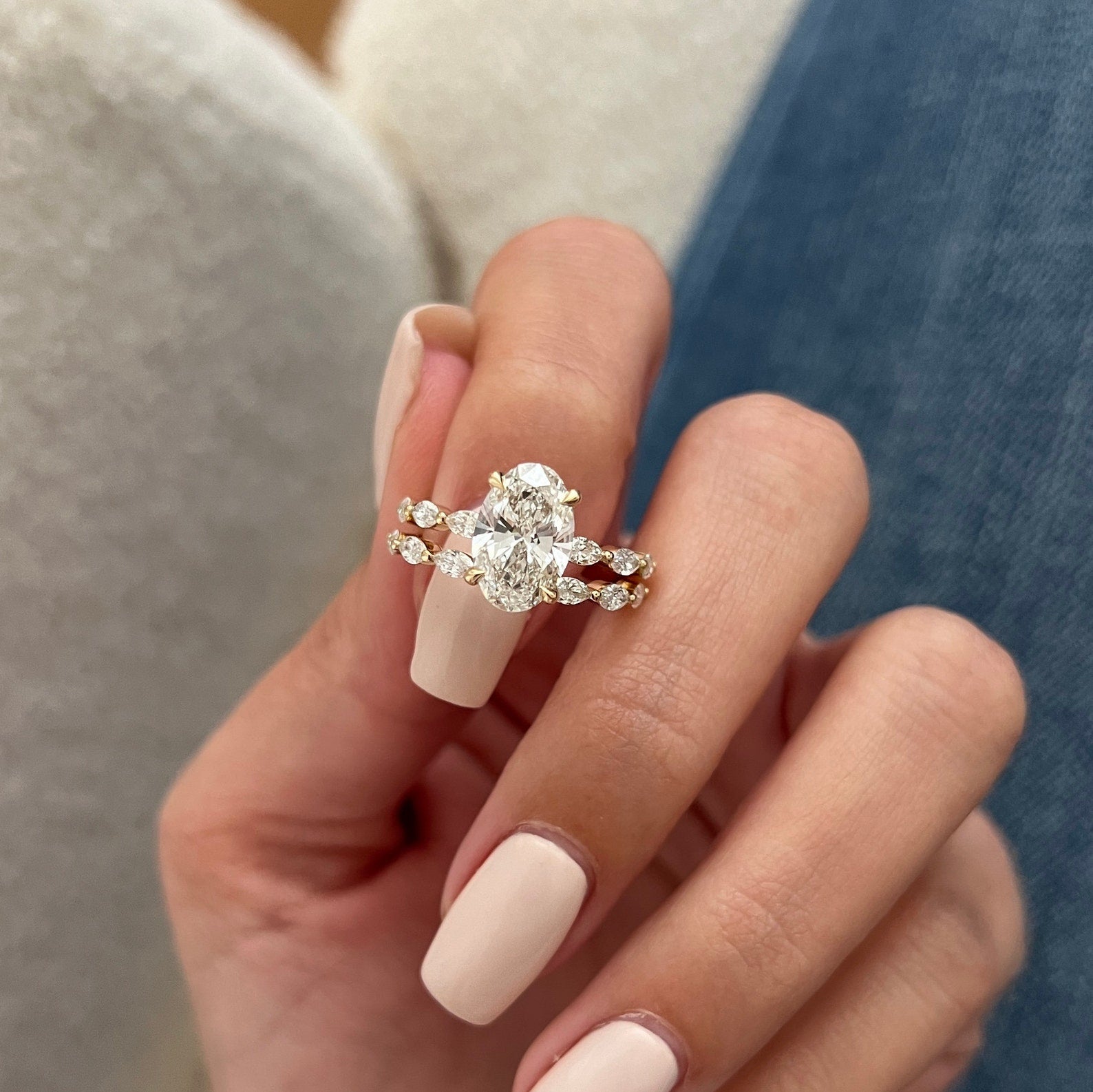 1.0 CT Pear Bezel Solitaire Lab Grown Diamond Bridal Set