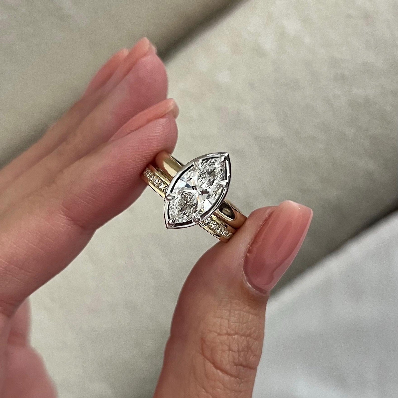1.0 CT Pear Bezel Solitaire Lab Grown Diamond Bridal Set