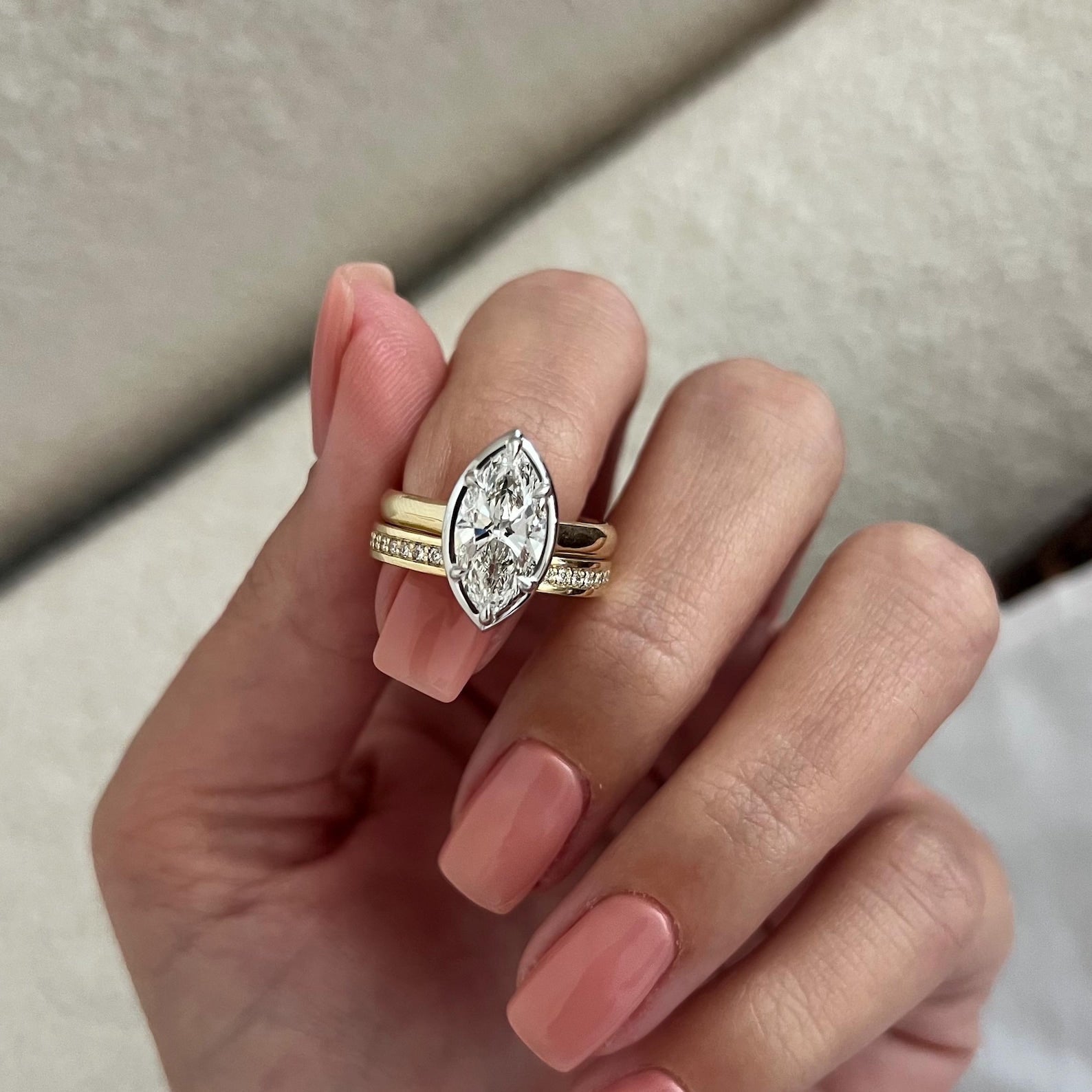 1.0 CT Pear Bezel Solitaire Lab Grown Diamond Bridal Set