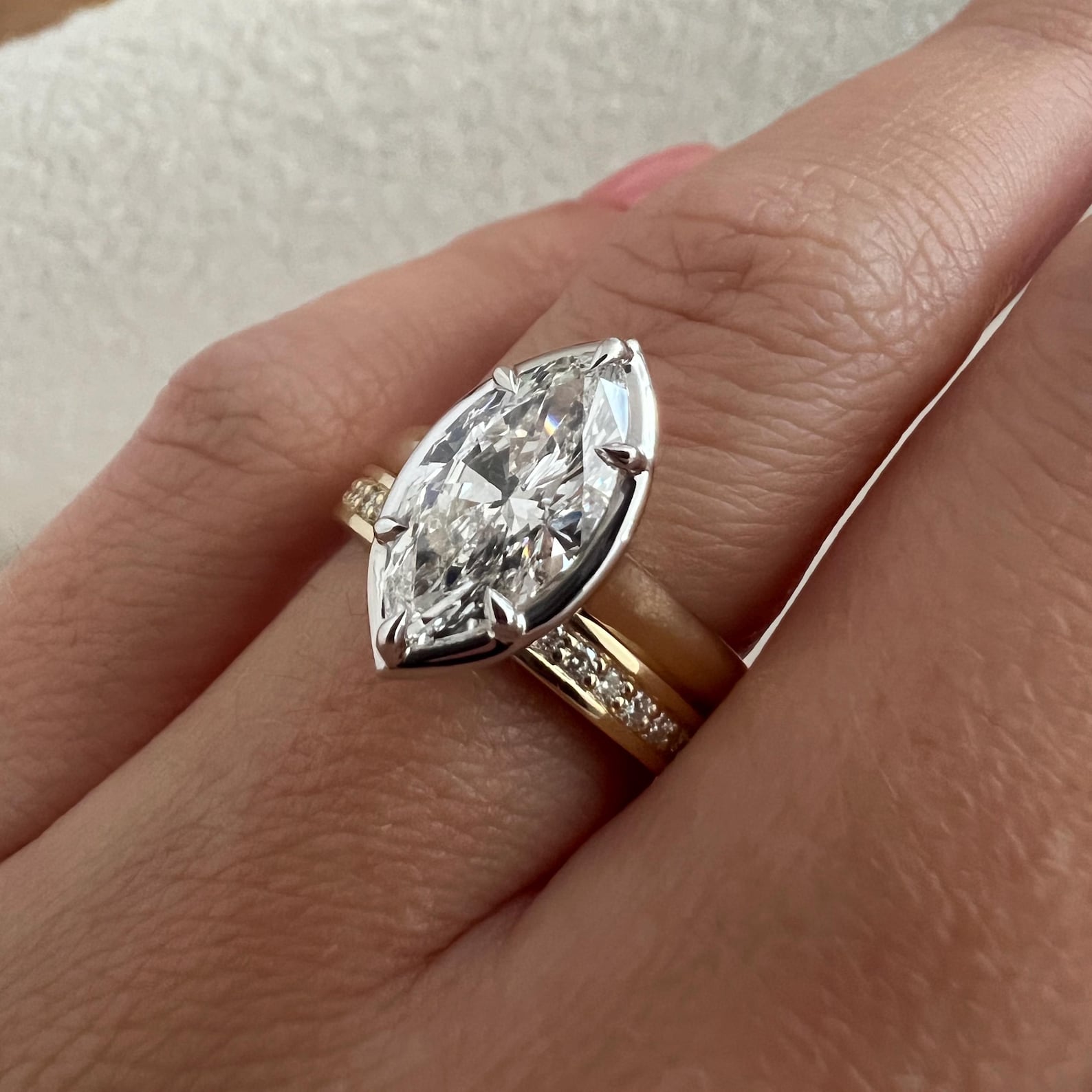 1.0 CT Pear Bezel Solitaire Lab Grown Diamond Bridal Set