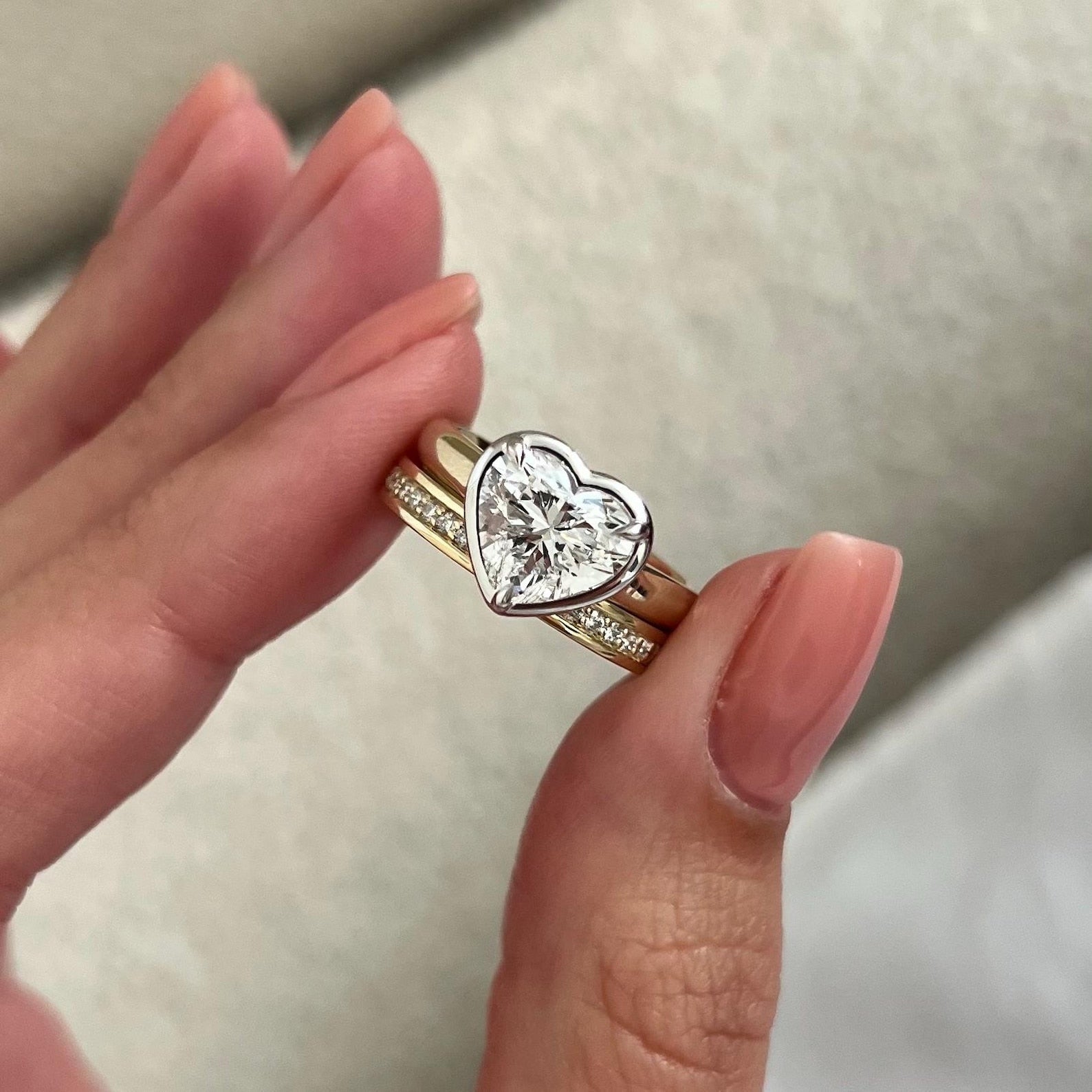 1.0 CT Pear Bezel Solitaire Lab Grown Diamond Bridal Set