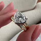 1.0 CT Pear Bezel Solitaire Lab Grown Diamond Bridal Set