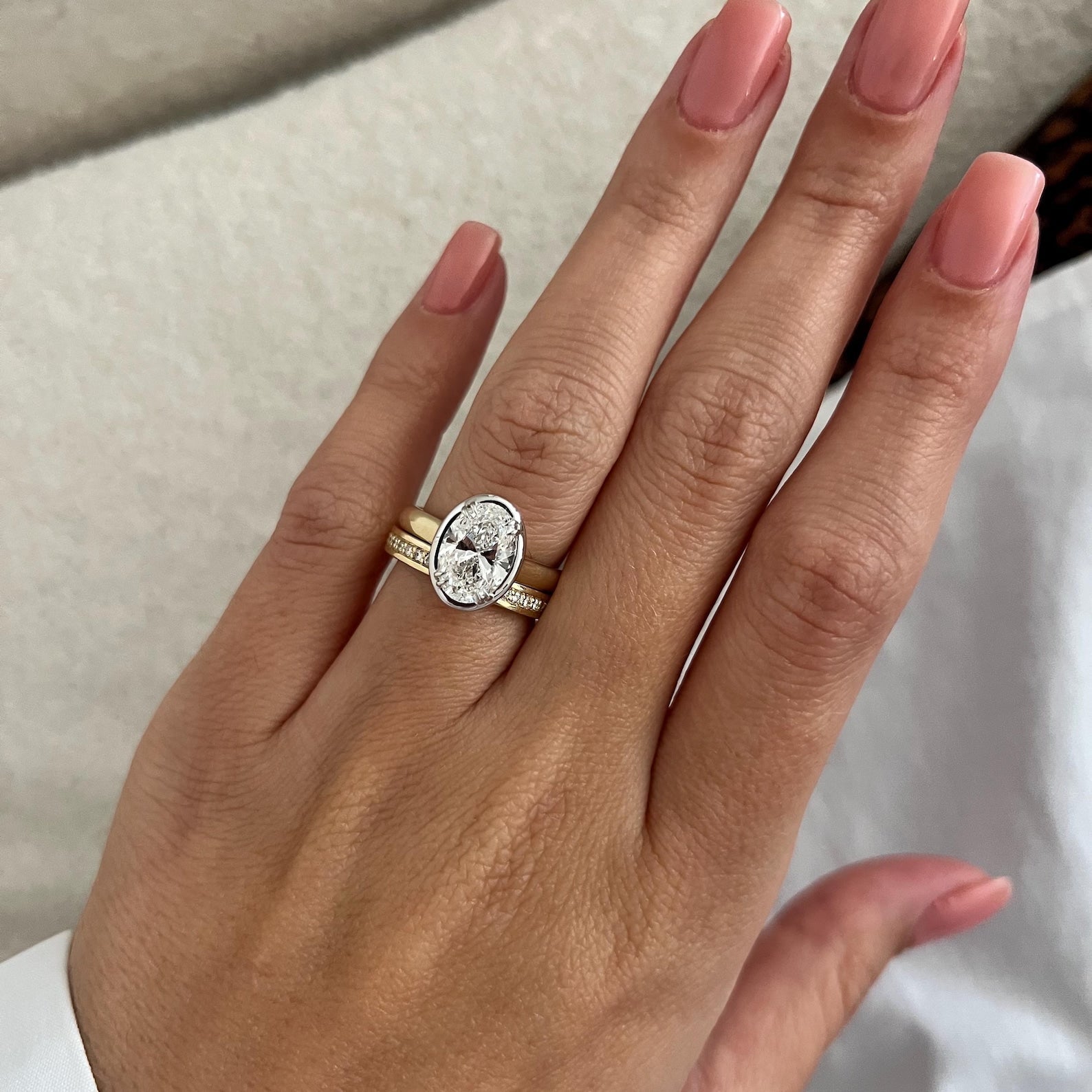 1.0 CT Pear Bezel Solitaire Lab Grown Diamond Bridal Set