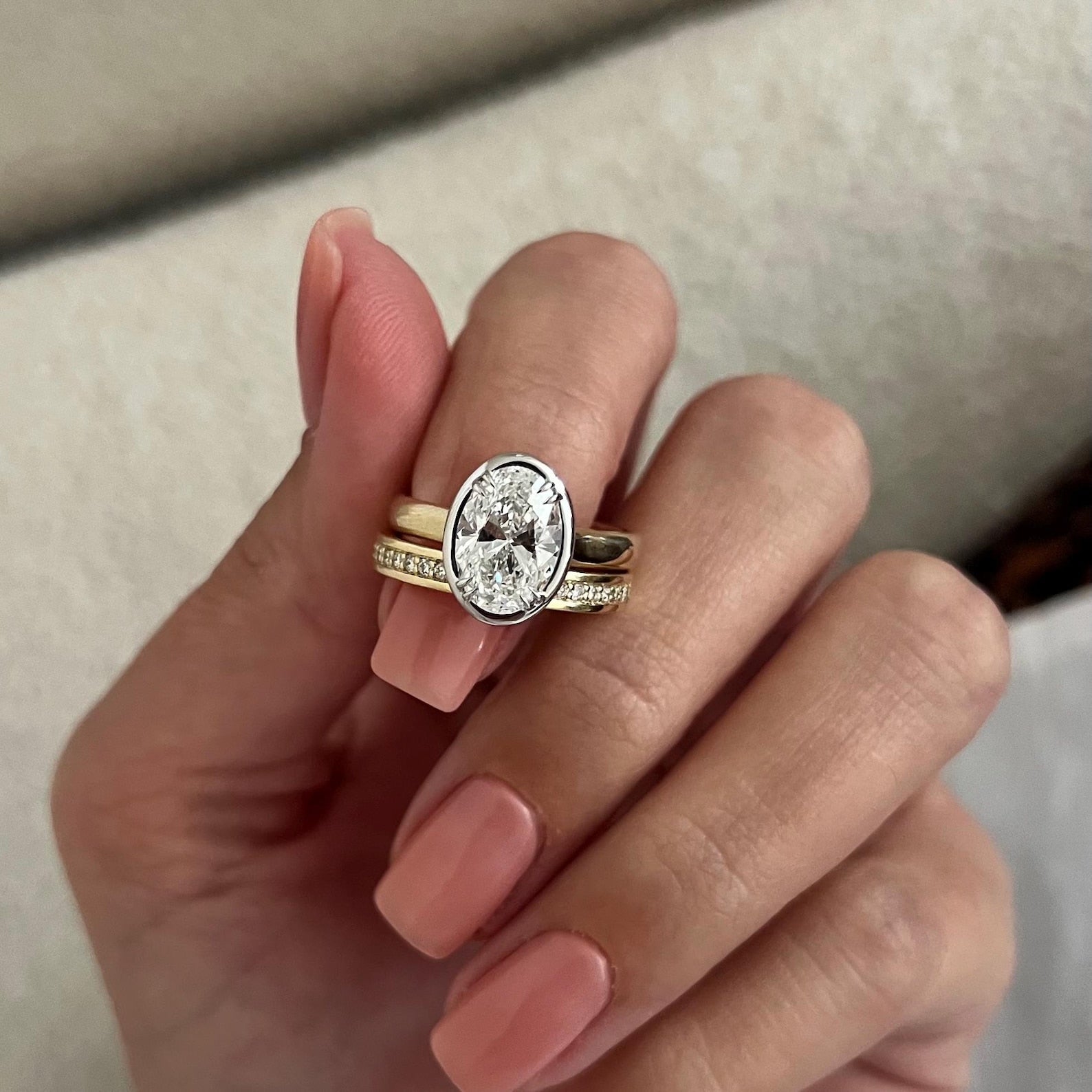 1.0 CT Pear Bezel Solitaire Lab Grown Diamond Bridal Set