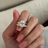 1.0 CT Pear Bezel Solitaire Lab Grown Diamond Bridal Set