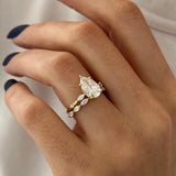 1.0 CT Pear Bezel Solitaire Lab Grown Diamond Bridal Set