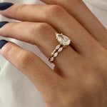 1.0 CT Pear Bezel Solitaire Lab Grown Diamond Bridal Set