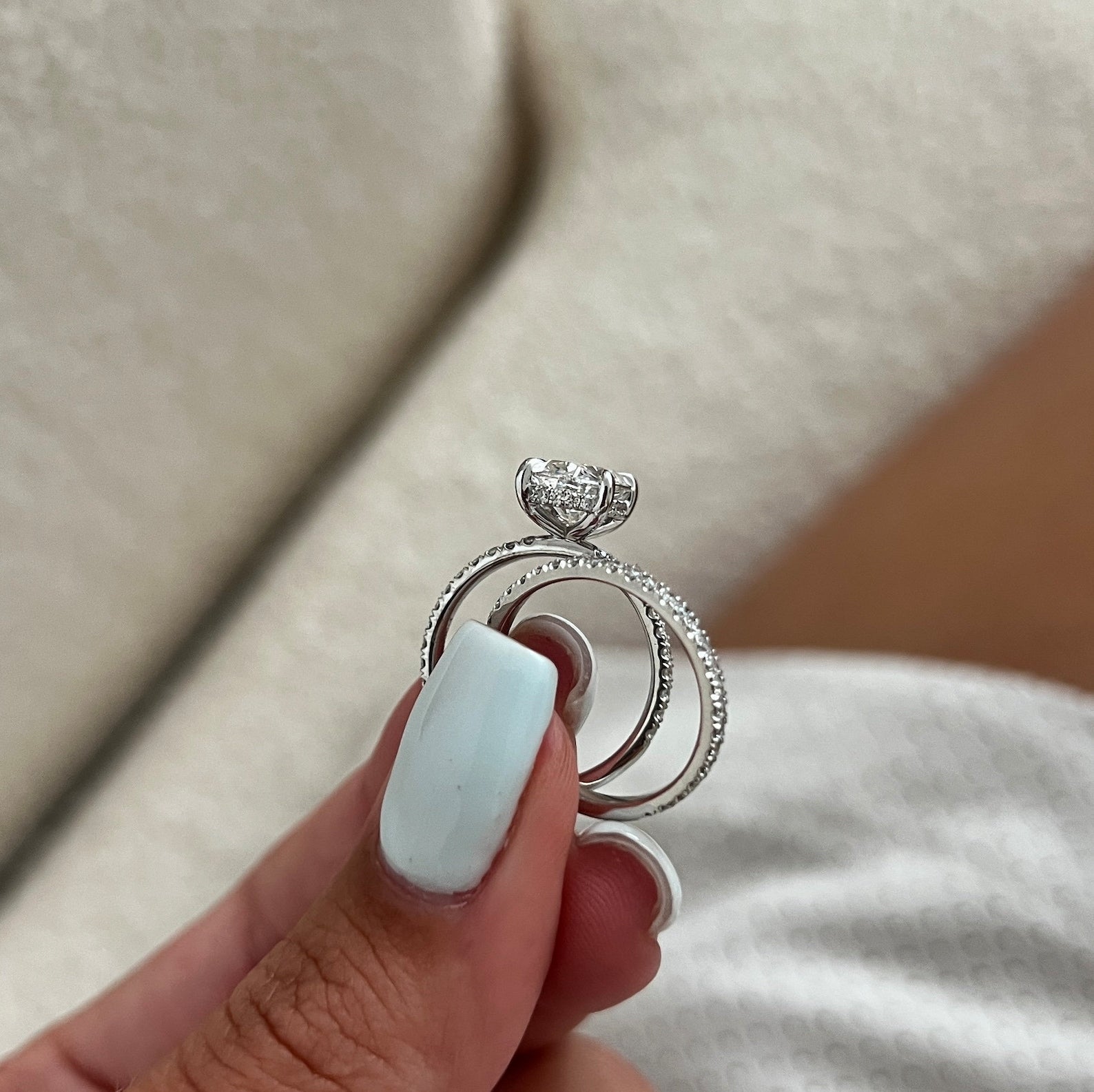 1.0 CT Pear Bezel Solitaire Lab Grown Diamond Bridal Set