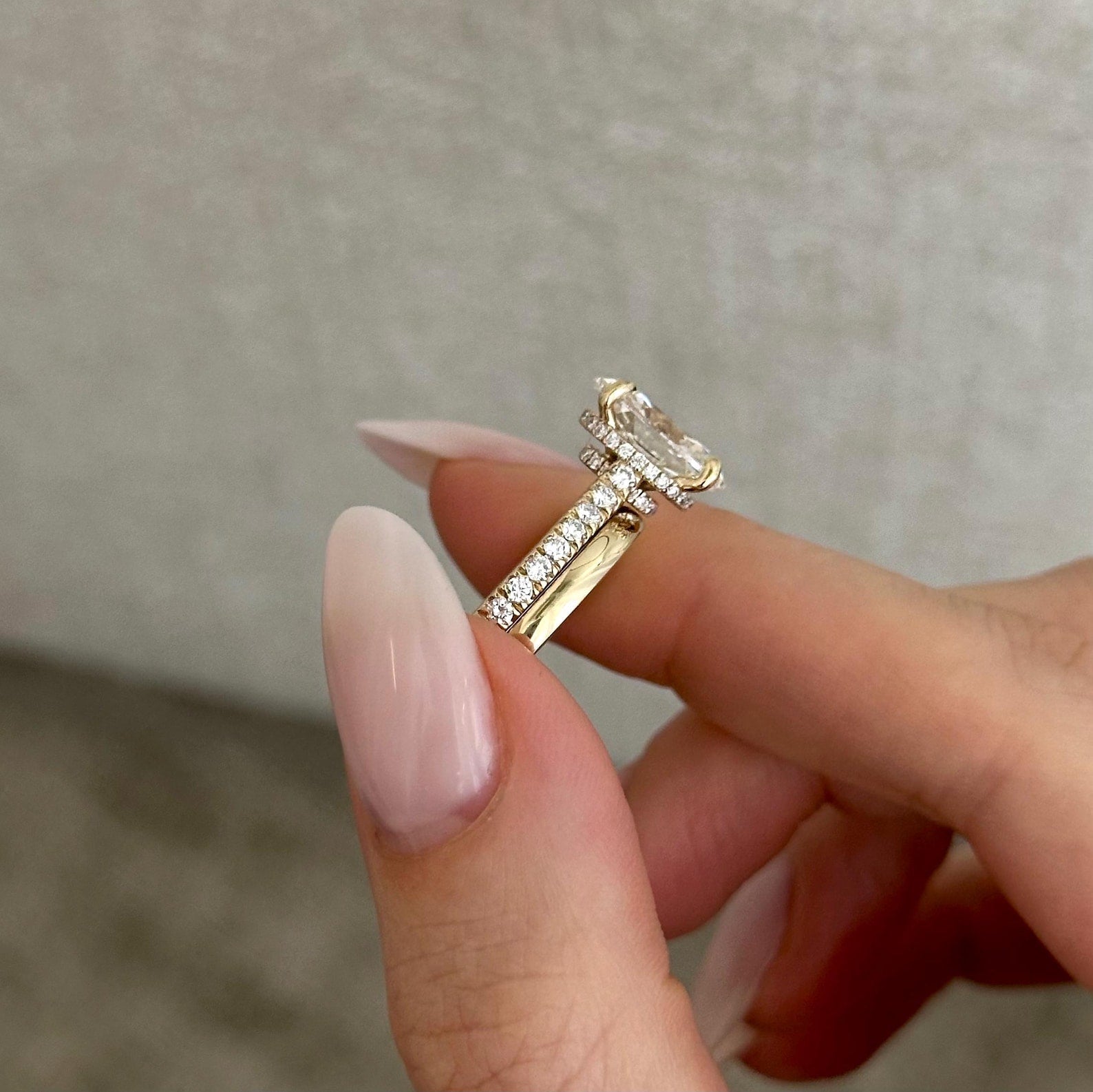 1.0 CT Pear Bezel Solitaire Lab Grown Diamond Bridal Set