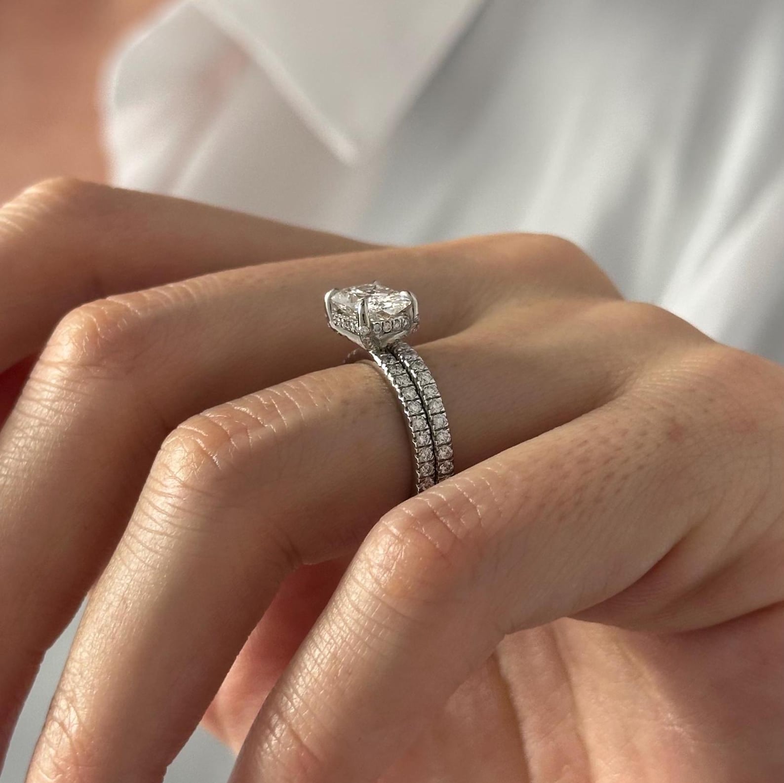 1.0 CT Pear Bezel Solitaire Lab Grown Diamond Bridal Set