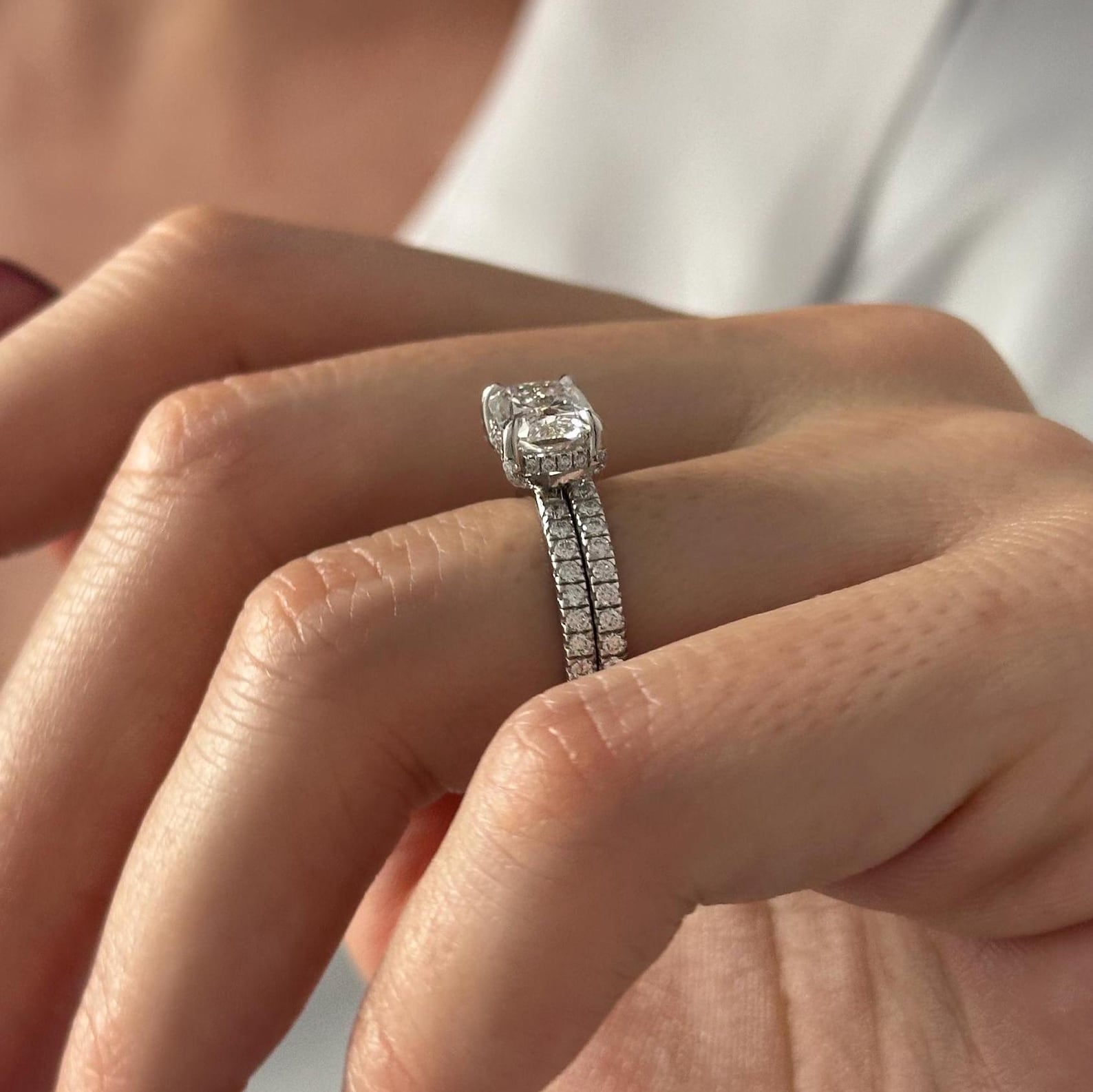 1.0 CT Pear Bezel Solitaire Lab Grown Diamond Bridal Set