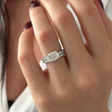 1.0 CT Pear Bezel Solitaire Lab Grown Diamond Bridal Set