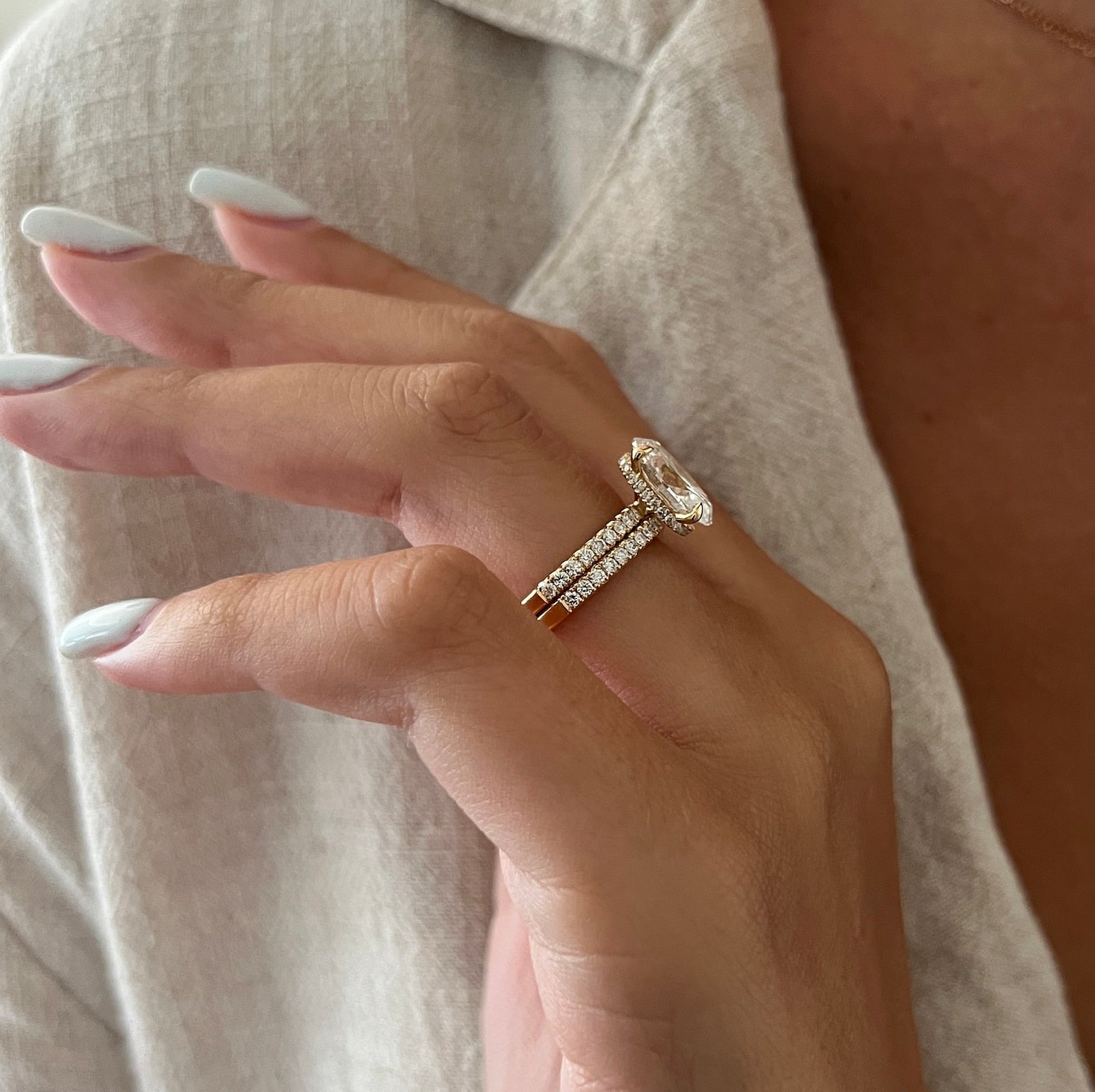 1.0 CT Pear Bezel Solitaire Lab Grown Diamond Bridal Set