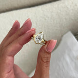 1.0 CT Pear Bezel Solitaire Lab Grown Diamond Bridal Set