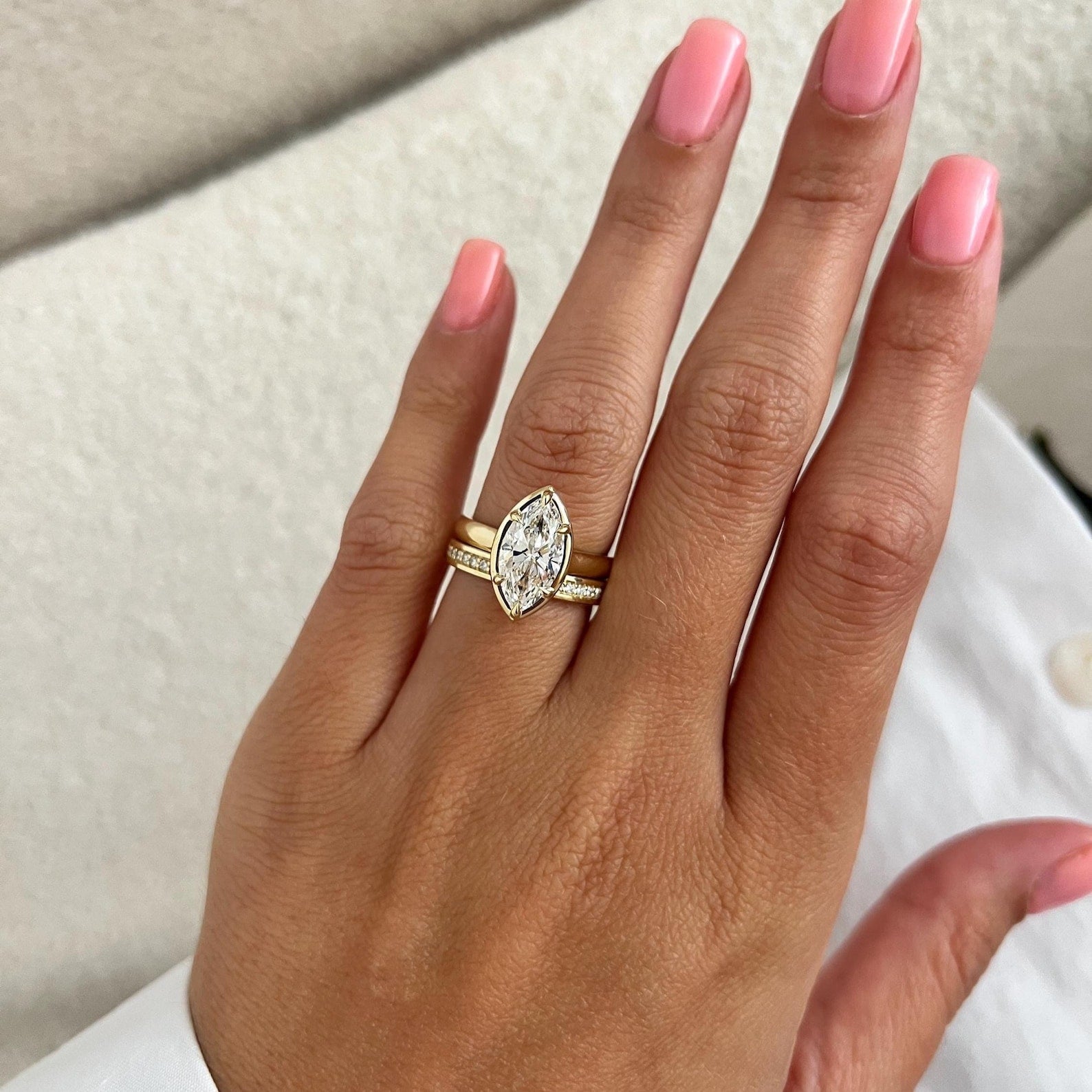 1.0 CT Pear Bezel Solitaire Lab Grown Diamond Bridal Set