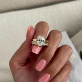 1.0 CT Pear Bezel Solitaire Lab Grown Diamond Bridal Set