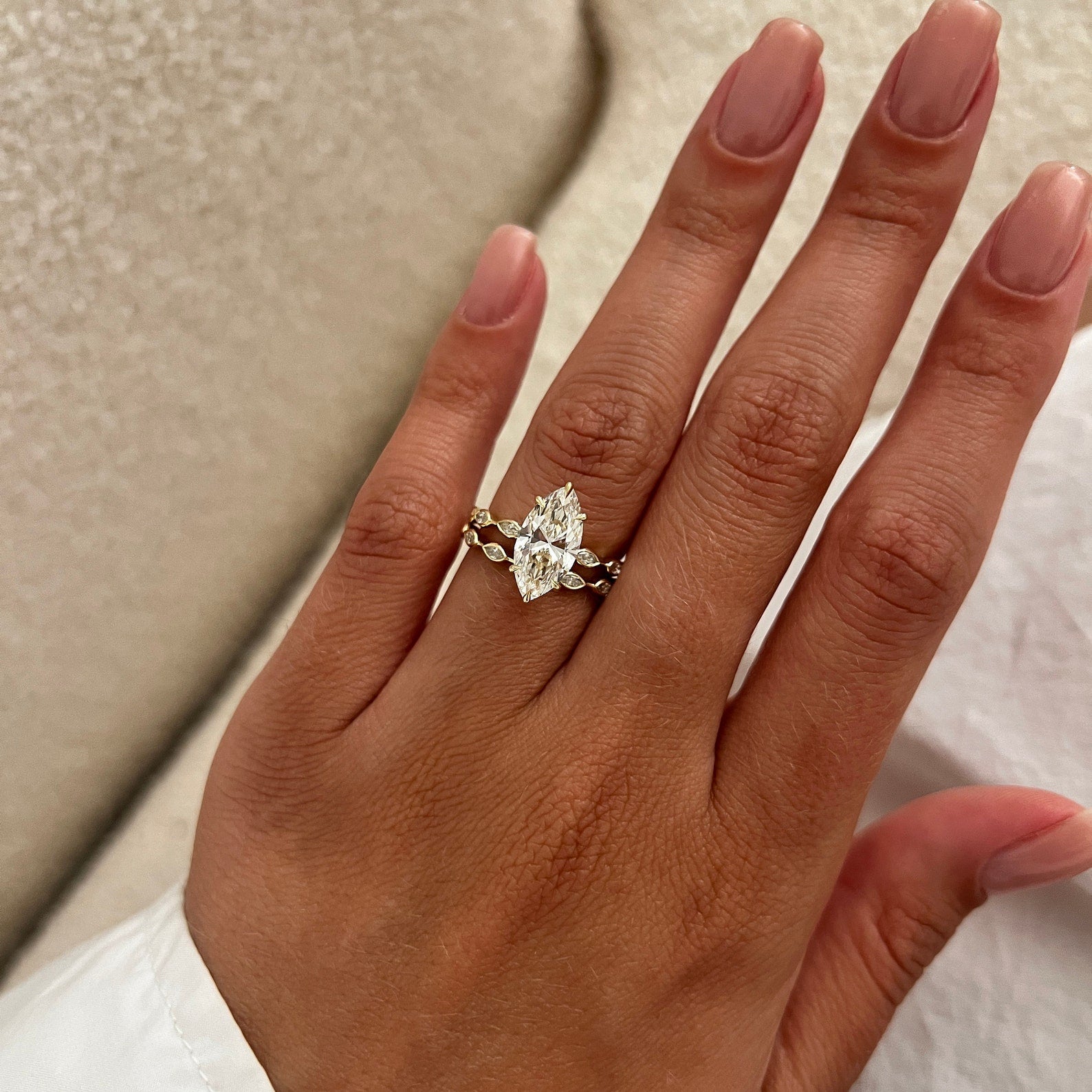 1.0 CT Pear Bezel Solitaire Lab Grown Diamond Bridal Set