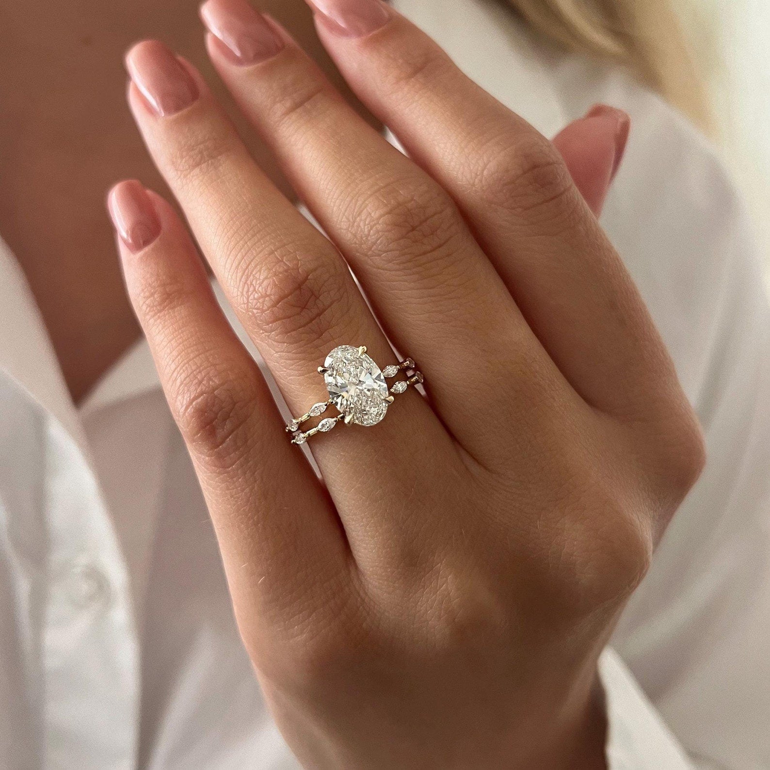 1.0 CT Pear Bezel Solitaire Lab Grown Diamond Bridal Set