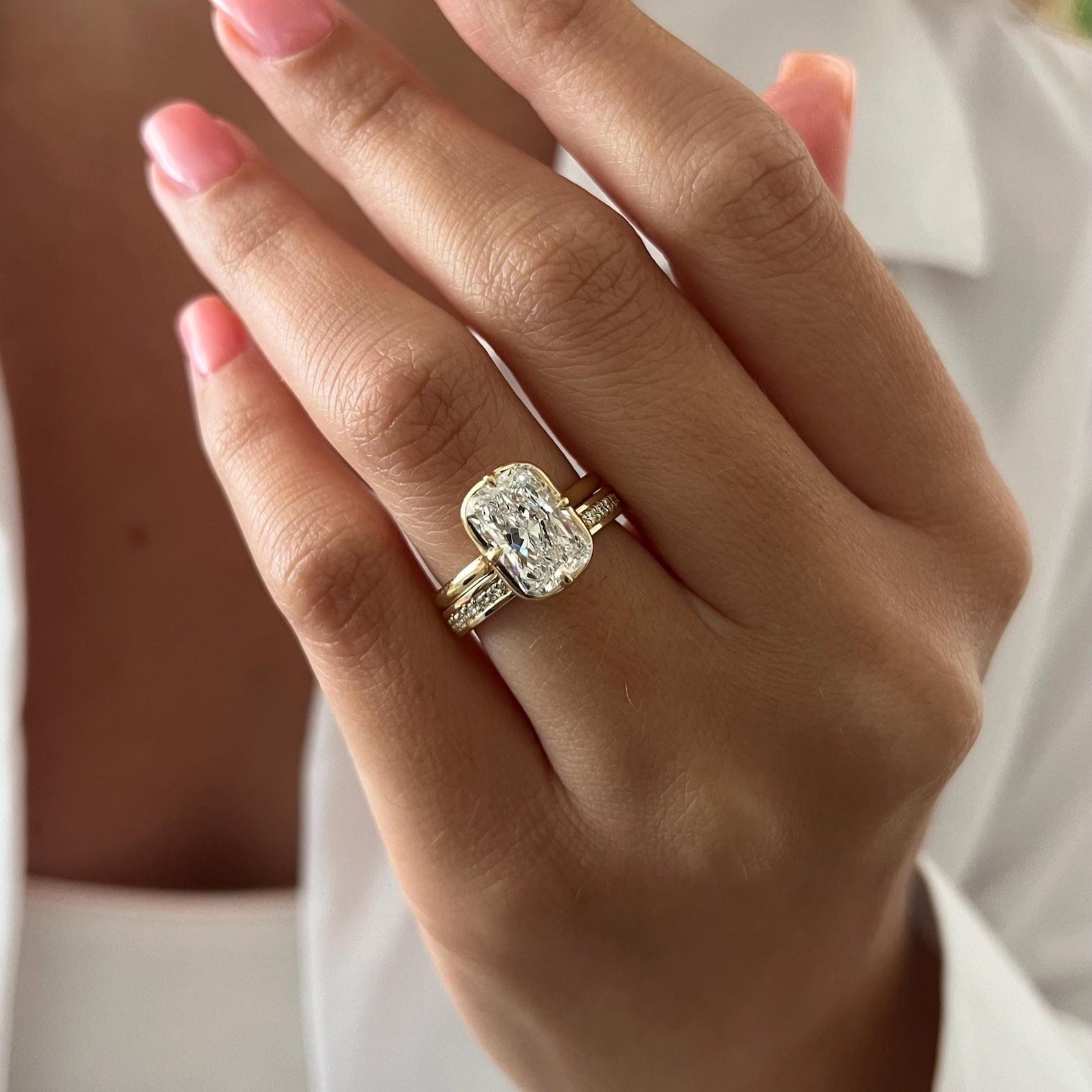 1.0 CT Pear Bezel Solitaire Lab Grown Diamond Bridal Set